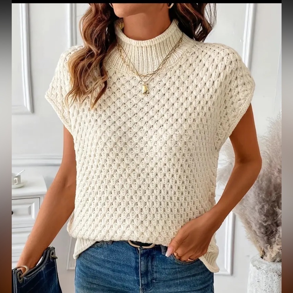 Cream Cable Knit Sweater Women's Extra Large